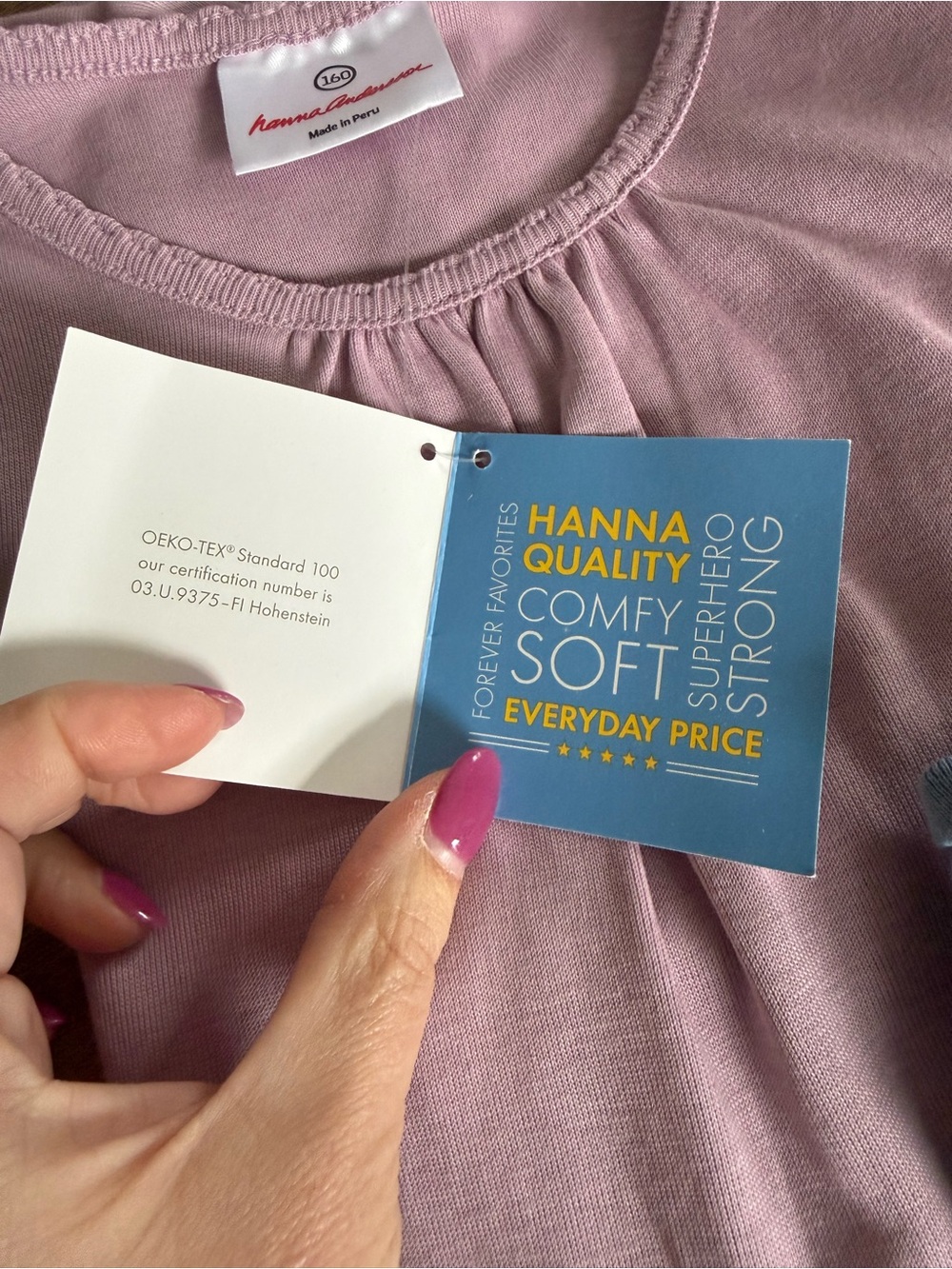 Three Pack:Hanna Andersson Short Sleeve Tees in Dusty Pink, Rose, and Dusty Blue - Picture 3 of 5